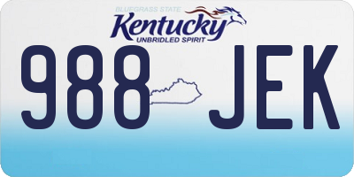 KY license plate 988JEK
