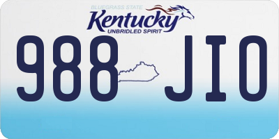 KY license plate 988JIO