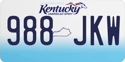 KY license plate 988JKW