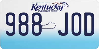 KY license plate 988JOD