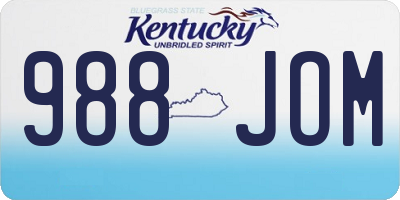 KY license plate 988JOM