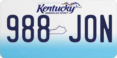 KY license plate 988JON