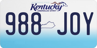 KY license plate 988JOY
