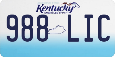KY license plate 988LIC