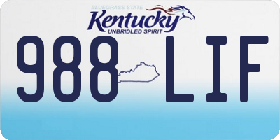 KY license plate 988LIF