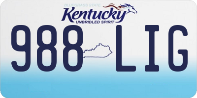 KY license plate 988LIG