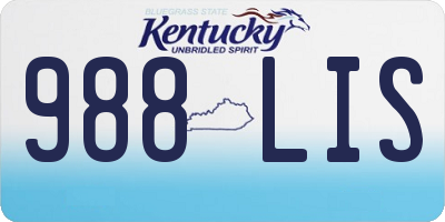 KY license plate 988LIS