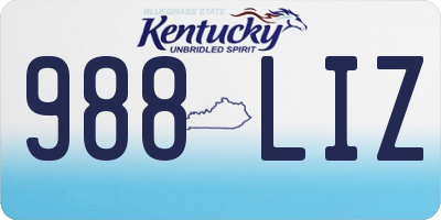 KY license plate 988LIZ