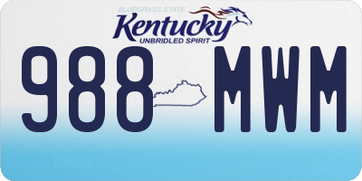 KY license plate 988MWM