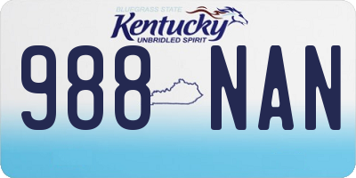 KY license plate 988NAN