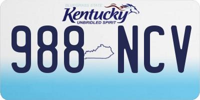 KY license plate 988NCV