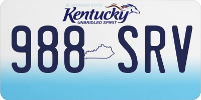 KY license plate 988SRV