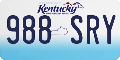 KY license plate 988SRY