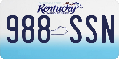 KY license plate 988SSN