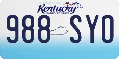 KY license plate 988SYO