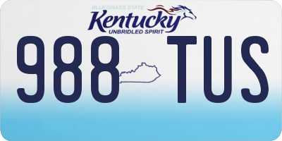 KY license plate 988TUS