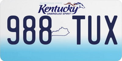 KY license plate 988TUX