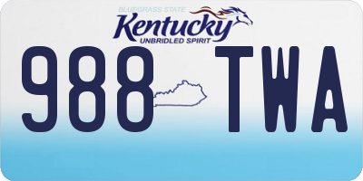 KY license plate 988TWA
