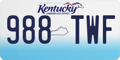 KY license plate 988TWF