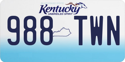 KY license plate 988TWN