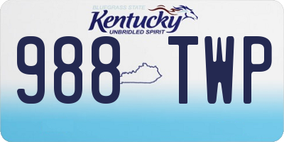 KY license plate 988TWP