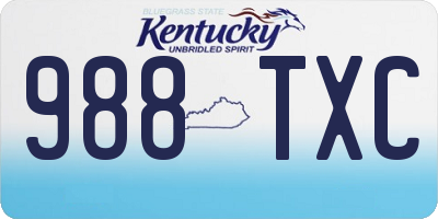 KY license plate 988TXC