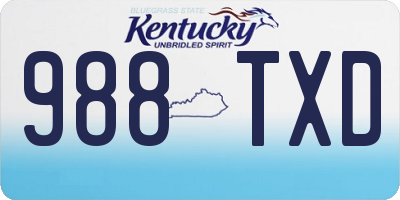 KY license plate 988TXD