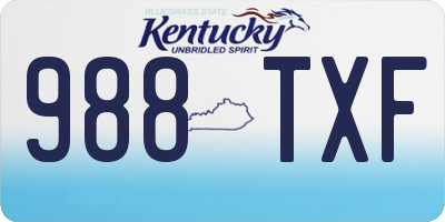 KY license plate 988TXF