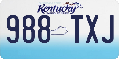 KY license plate 988TXJ
