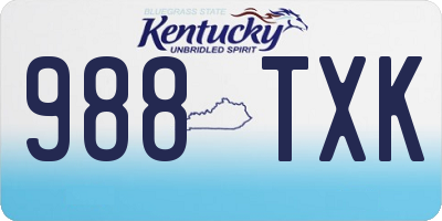 KY license plate 988TXK