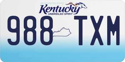 KY license plate 988TXM