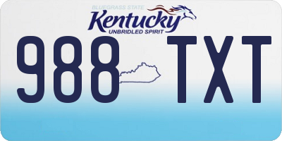 KY license plate 988TXT
