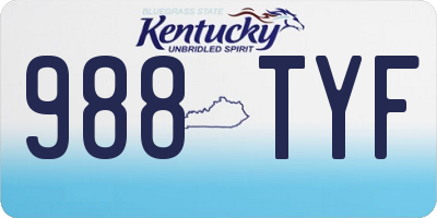 KY license plate 988TYF