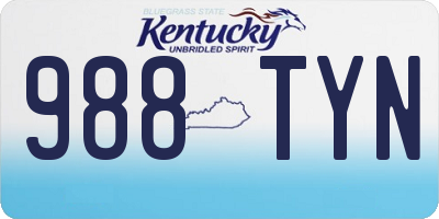 KY license plate 988TYN