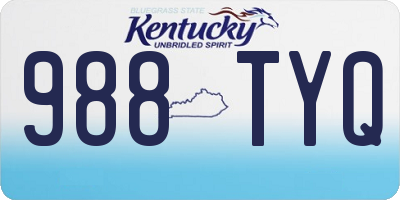 KY license plate 988TYQ