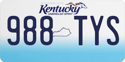 KY license plate 988TYS
