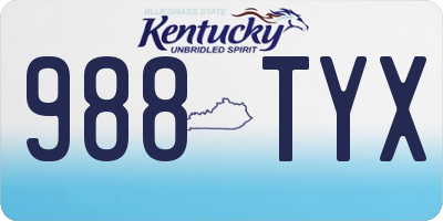 KY license plate 988TYX