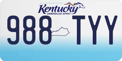 KY license plate 988TYY