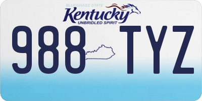 KY license plate 988TYZ
