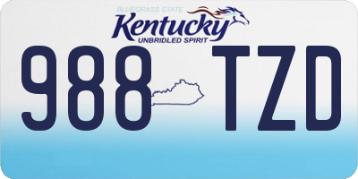 KY license plate 988TZD