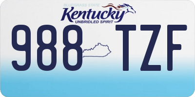 KY license plate 988TZF