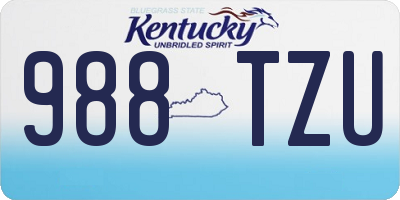 KY license plate 988TZU