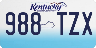 KY license plate 988TZX