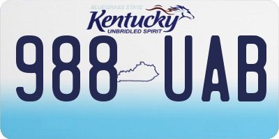 KY license plate 988UAB