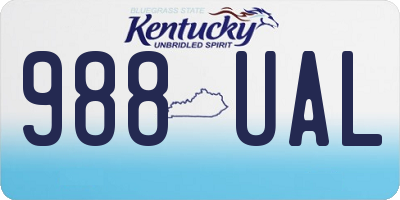 KY license plate 988UAL