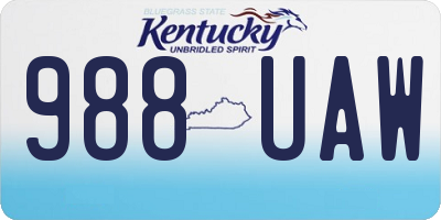 KY license plate 988UAW