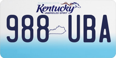 KY license plate 988UBA