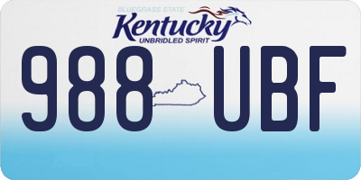 KY license plate 988UBF