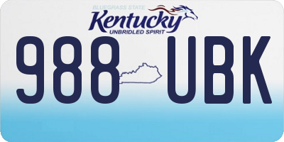 KY license plate 988UBK
