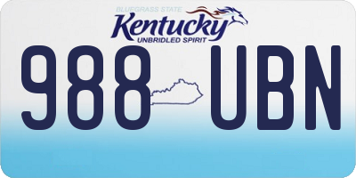 KY license plate 988UBN